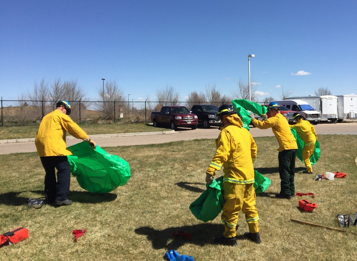 Firefighters conducting an outdoor training exercise to handle emergency situations effectively.