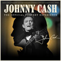 Promotional poster featuring Johnny Cash’s performance as part of a concert experience.