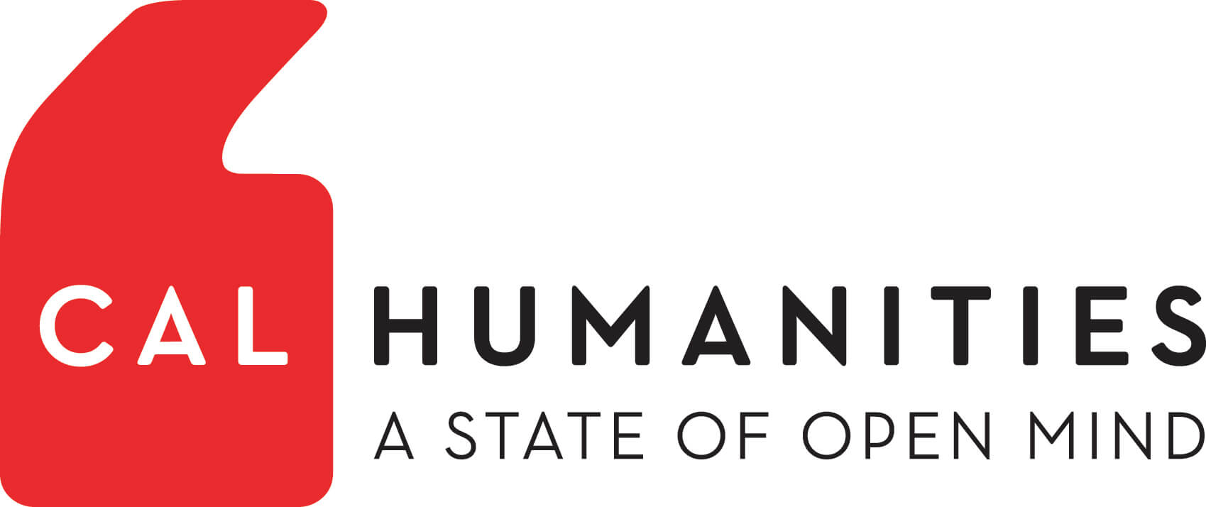 Color logo representing California Humanities with its motto 'A State of Open Mind'.