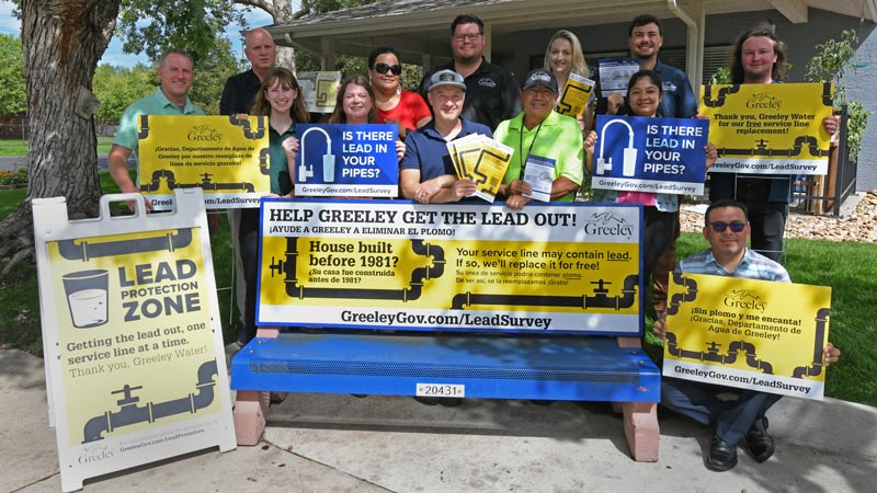 Members of Greeley’s Lead Protection Team display materials aimed at raising awareness about lead safety and pipe inspections.