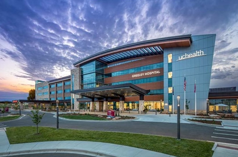 The exterior view of the UCHealth building, showcasing its modern architecture and welcoming entrance.