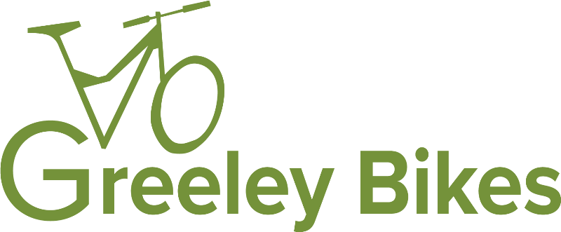 The official logo of Greeley Bikes featuring a bicycle design in green tones.