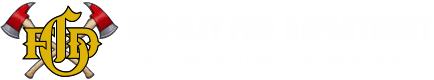 Header logo of the Greeley Fire Department showcasing professionalism, compassion, and service.