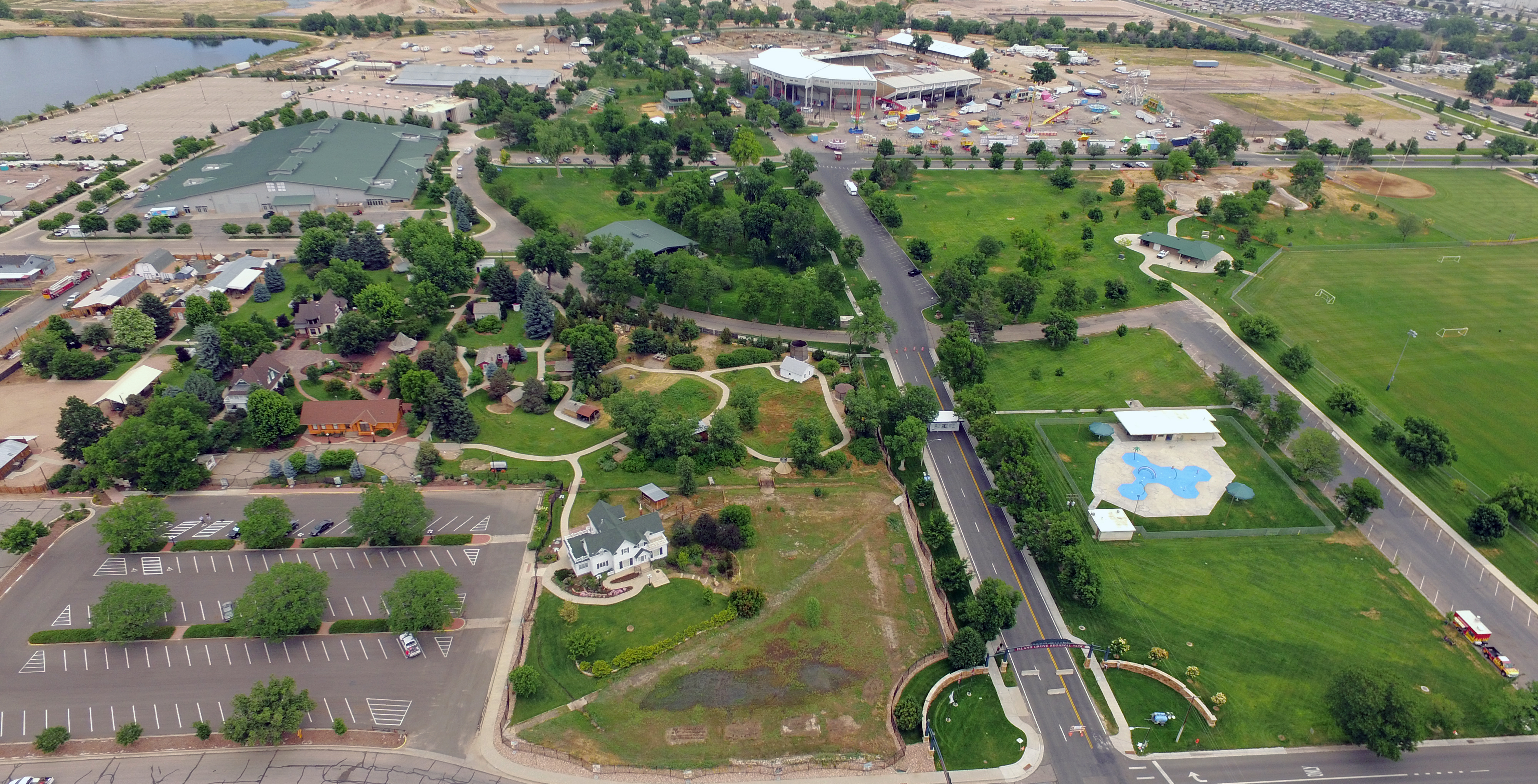 Aerial view of Island Grove Regional Park