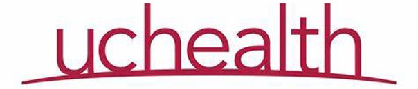 This image depicts the logo for UC Health, a medical facility in Greeley, Colorado.  The logo contains the lowercase letters u, c, h, e, a, l, t, h printed in red, with an arced red line beneath the letters.