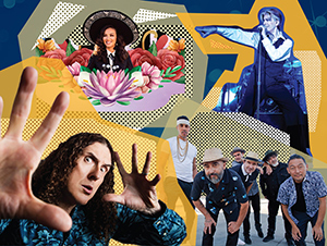 A vibrant collage of performers celebrating music and culture with dynamic visuals.