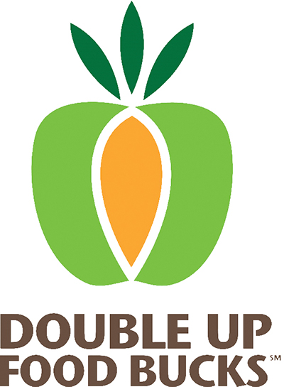 Logo featuring a green and orange fruit design representing the Double Up Food Bucks program.