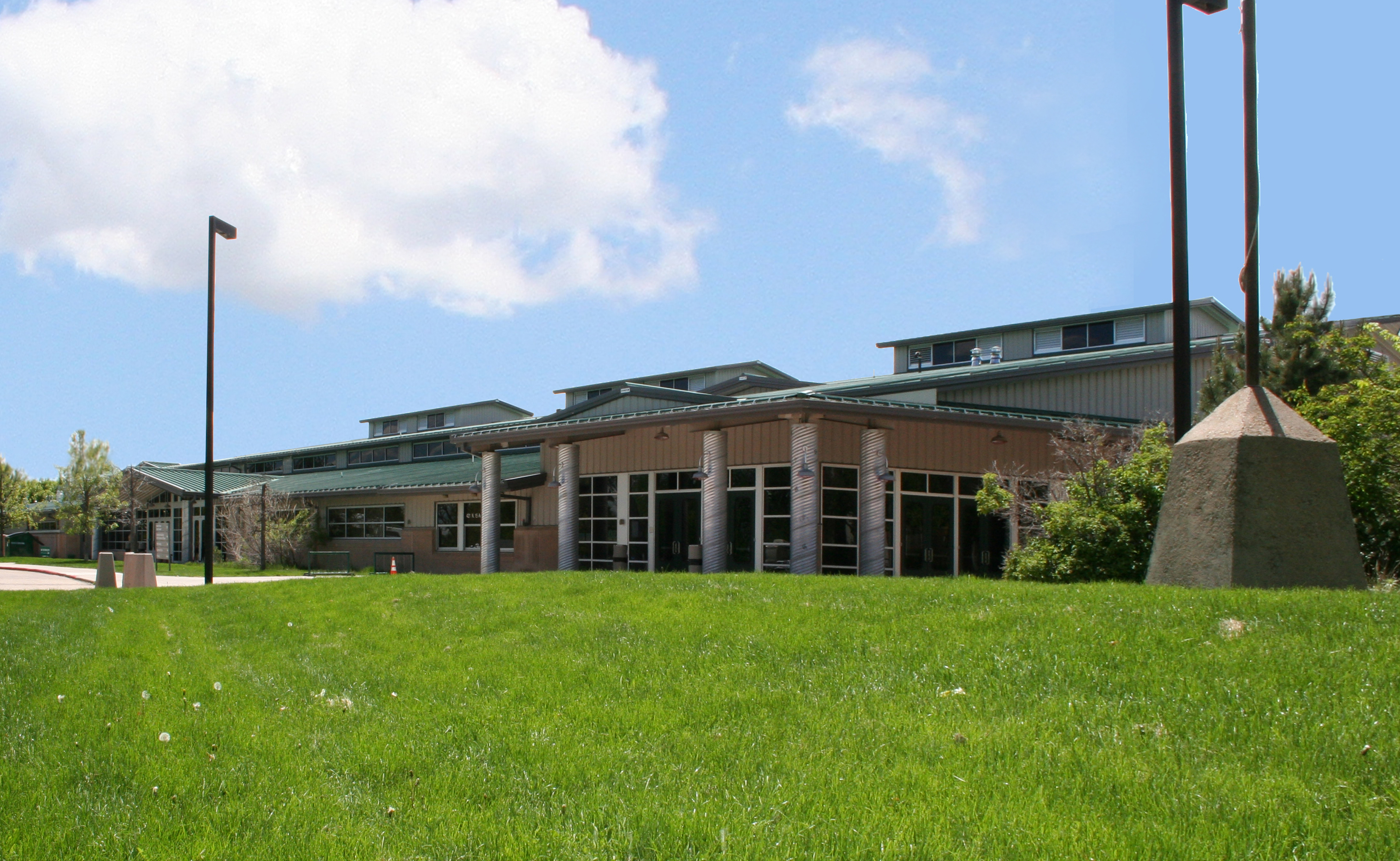 Exterior of the Island Grove Event Center on a sunny day