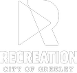 A white version of the logo for Greeley Recreation Department