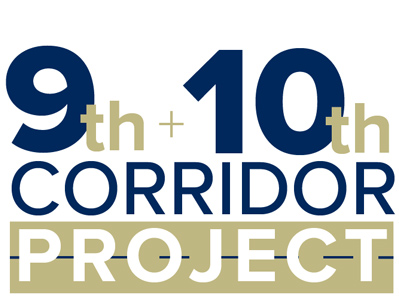 Logo design representing the 9th and 10th Street Corridor Project initiatives.