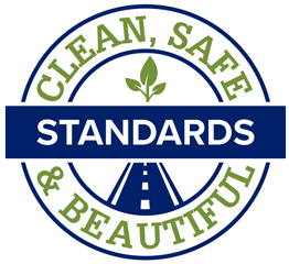 Graphic promoting clean, safe, and beautiful city standards in community initiatives.