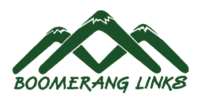 A green mountain-inspired logo representing Boomerang Links golf course.