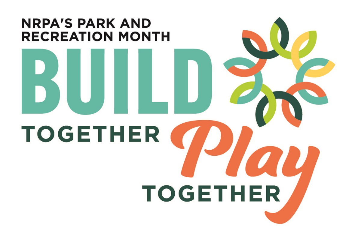 Graphic with the logo for the NRPA and text advertising their park and recreation month